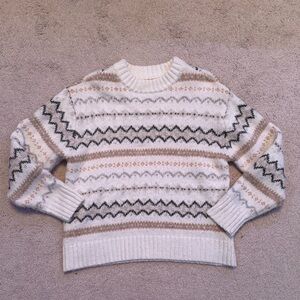 American Eagle Outfitters Cream and Gray Striped Sweater
